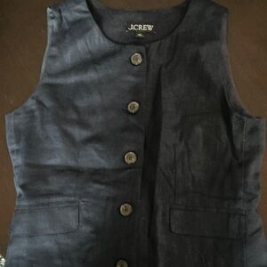 J. Crew Dark Blue Crewneck Vest in Linen